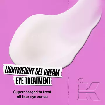 eye cream texture swipe. lightweight gel cream eye treatment supercharged to treat all four eye zones.