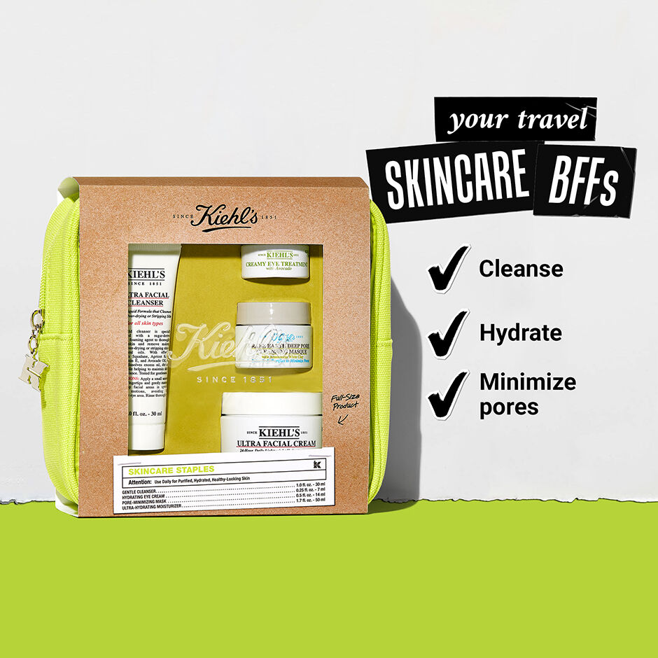 your travel skincare bffs- cleanse hydrate minimize pores 