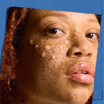 model with serum on face