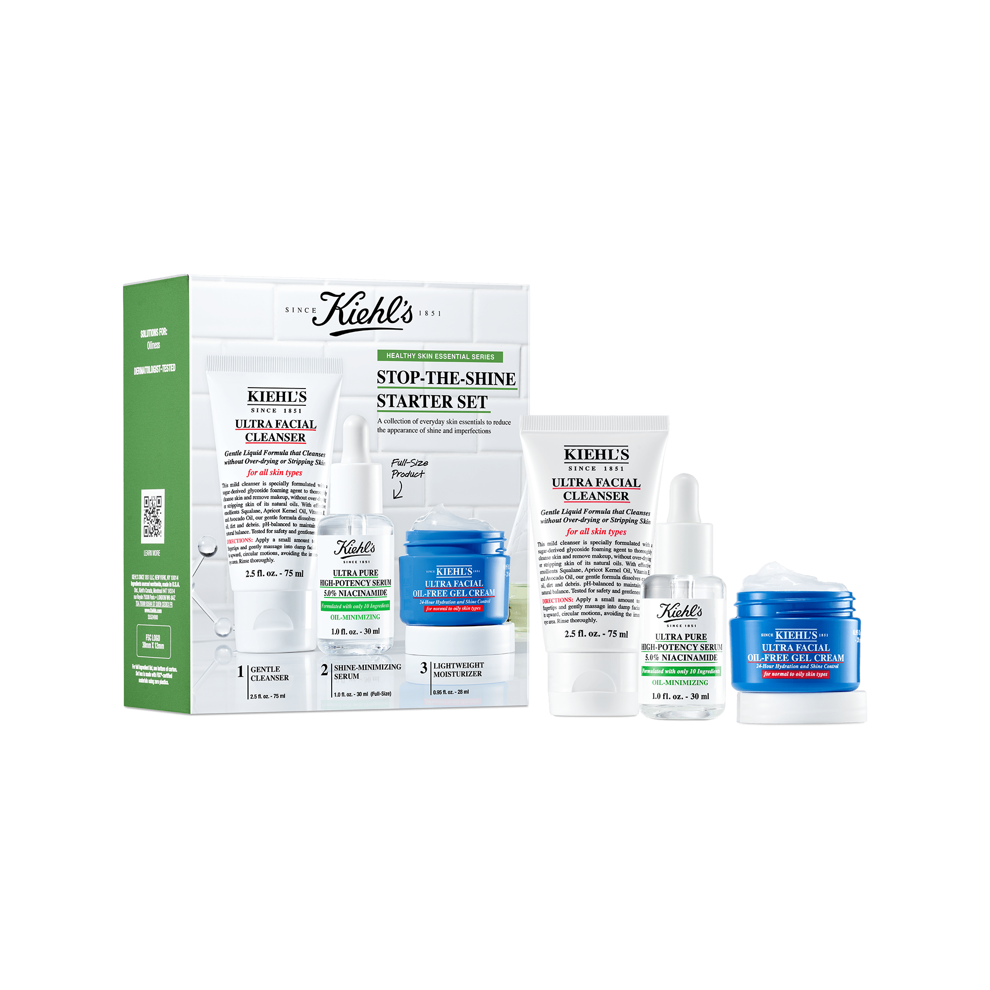 Kiehls Stop The Shine Skincare Starter Set - Gift Set for Oily Skin 52$