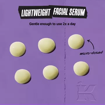 retinol texture on purple background: Lightwieght facial serum gente enough to use 2x daily 
