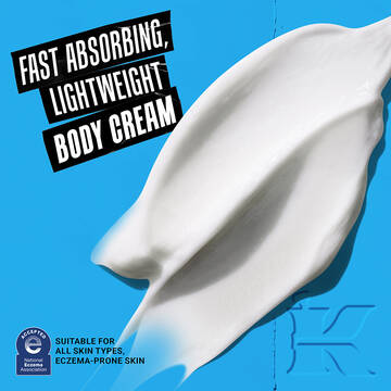 Texture sample and claims illustration – Fast Absorption, Lightweight Body Cream