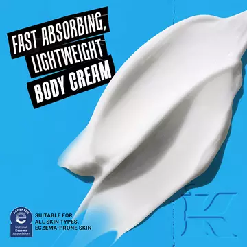 Texture sample and claims illustration – Fast Absorption, Lightweight Body Cream