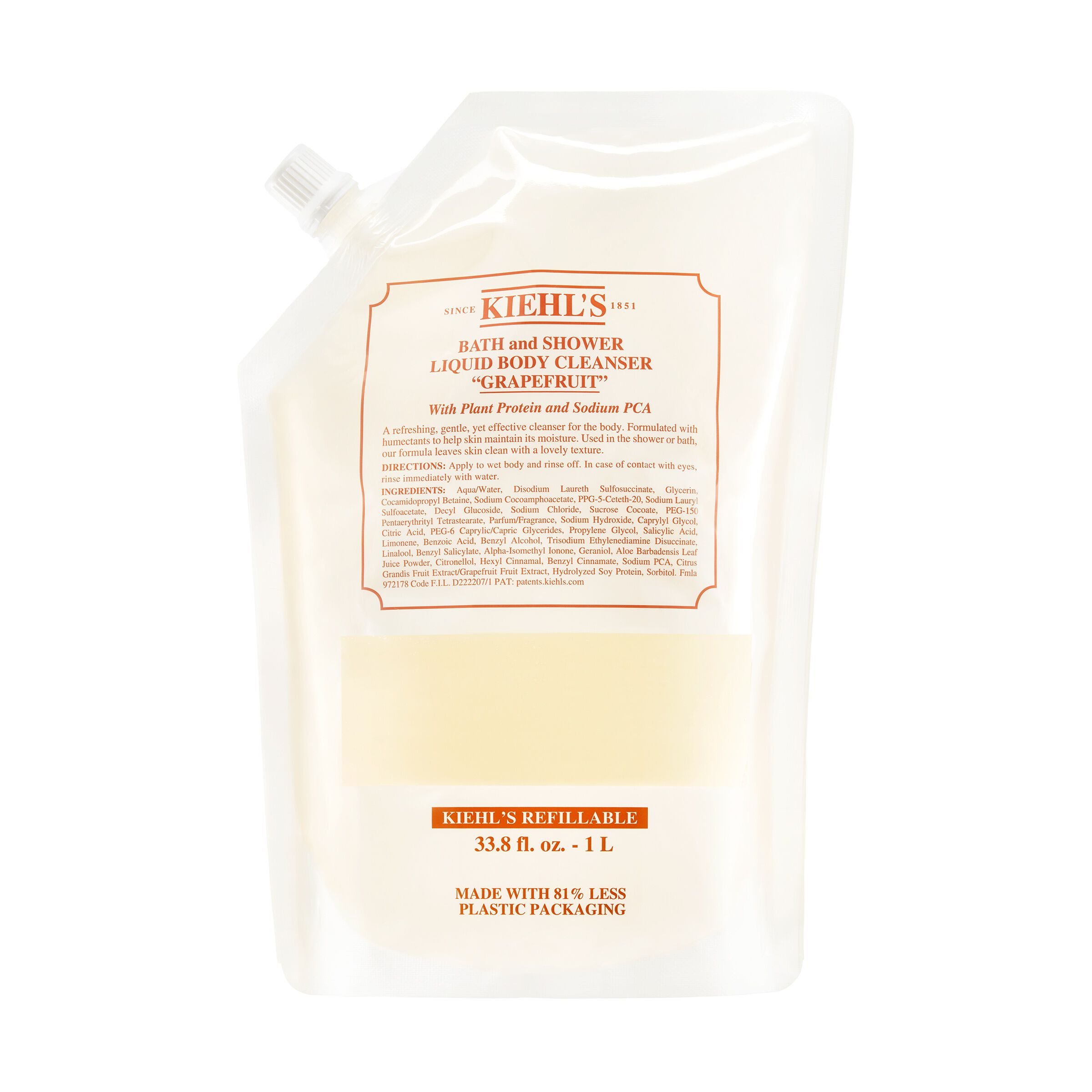 Kiehl's Bath & Shower Body Cleanser - Refillable Body Wash | 33.8 fl oz/1 L Refill