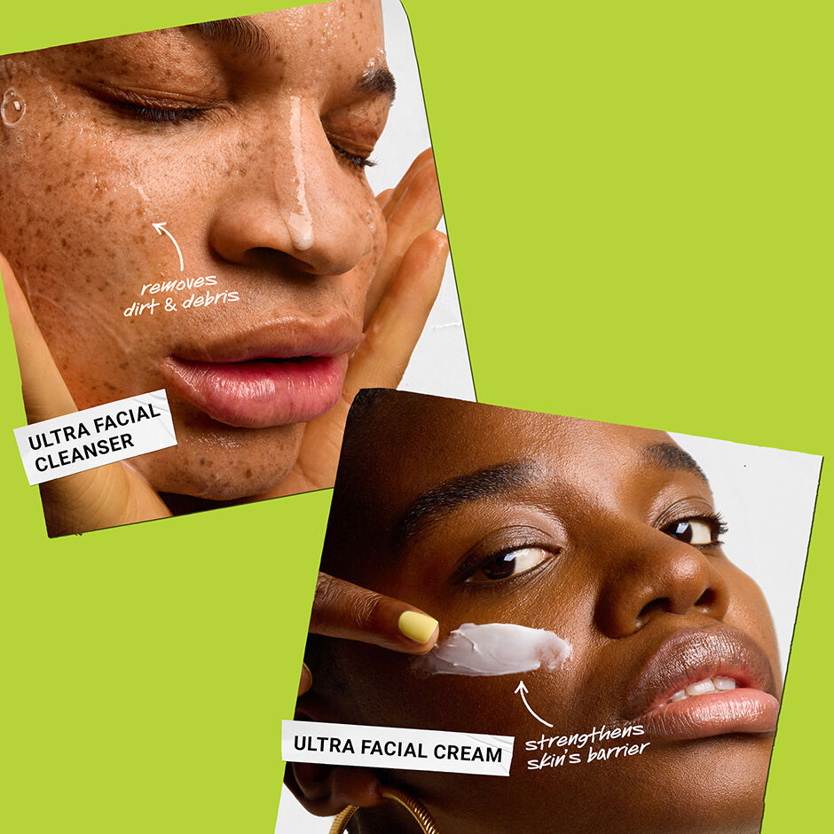 product swipe on models face 