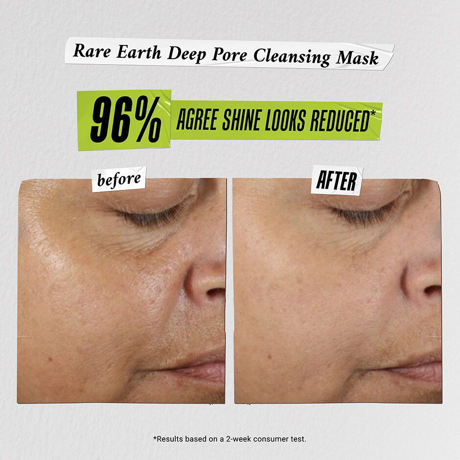 rare earth clay mask before after- 96% agree shine looks reduced 