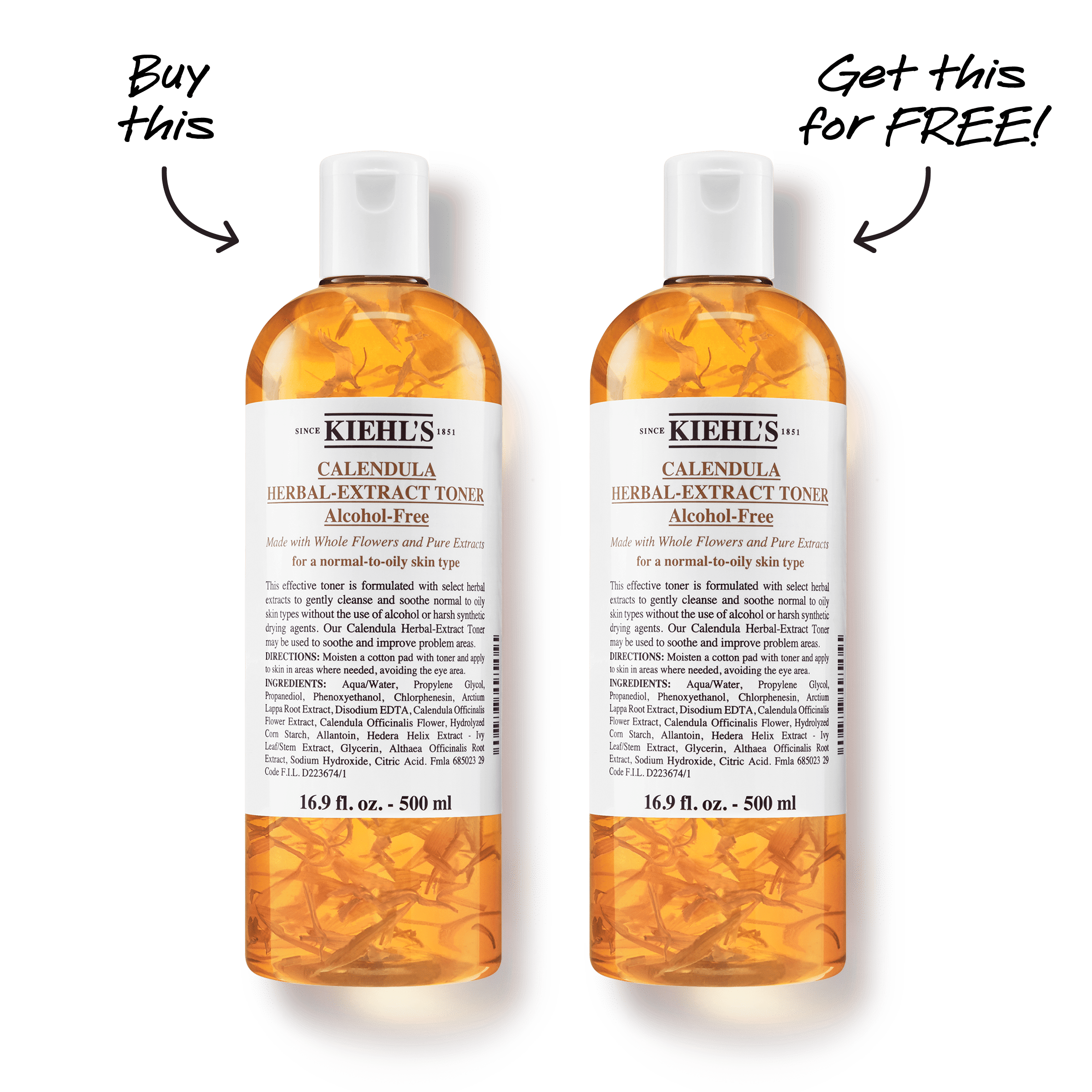 Kiehl's Calendula Herbal-Extract Alcohol-Free Toner 500ml Duo