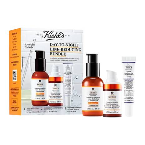 Kiehls Day to Night Line Reducing Skincare Set + 5-Piece Bestsellers Gift