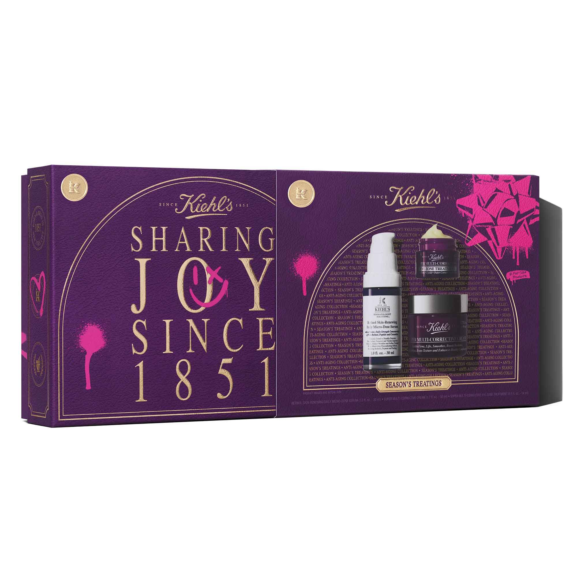 purple set gift box with products on the outsite 