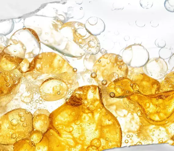 Close-up of water-in-oil emulsion