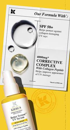 Our formula with: SPF 50+ helps protect against collagen damaging UV rays. 4000mg* corrective complex with collagen peptide helps improve appearance of UV damage