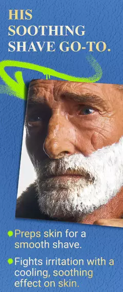 HIS SOOTHING SHAVE GO-TO. Preps skin for a smooth shave. Fights irritation with a cooling, soothing effect on skin.