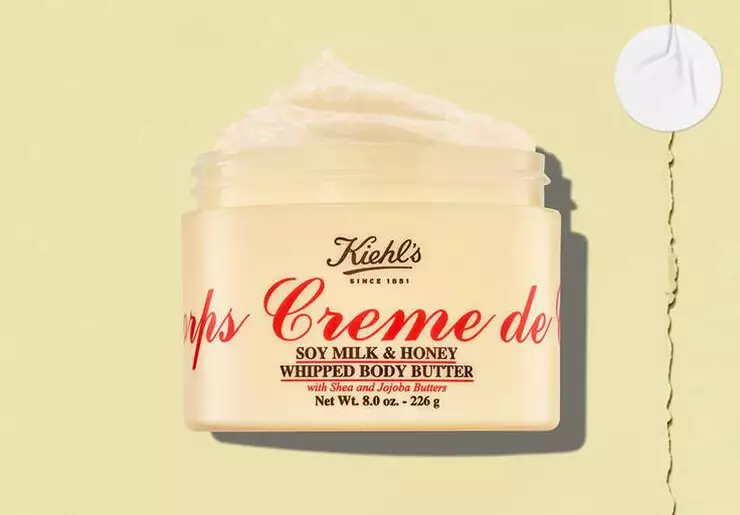 Open jar of Kiehl’s Creme de Corps Soy Milk & Honey Whipped Body Butter