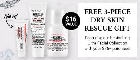 Free 3-piece dry skin rescue gift featuring our bestelling ultra facial collection with your $75+ purchase