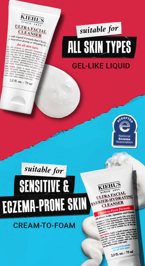 Ultra facial cleanser is suitable for all skin types with a gel like liquid. NEW Ultra facial barrier-hydrating cleanser is suitable for sensitive & eczema prone skin with a cream to foam texture