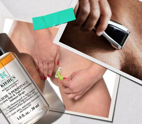 Kiehl’s Ingrown Hair Intimate Drops and models shaving their pubic hair
