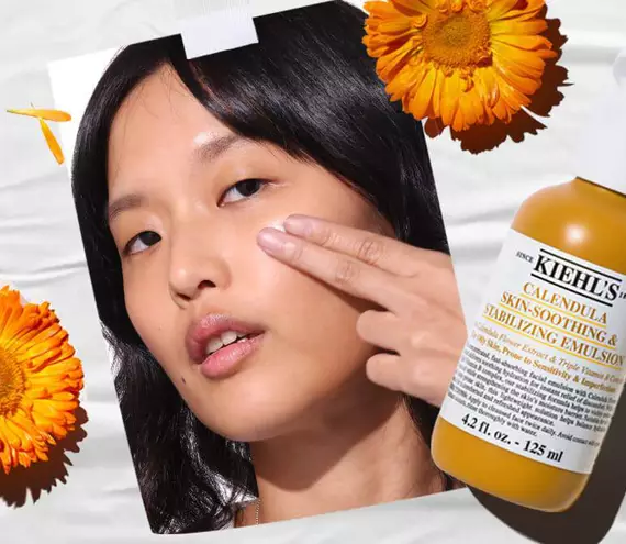 Model applying Calendula Skin-Smoothing & Stabilizing Emulsion