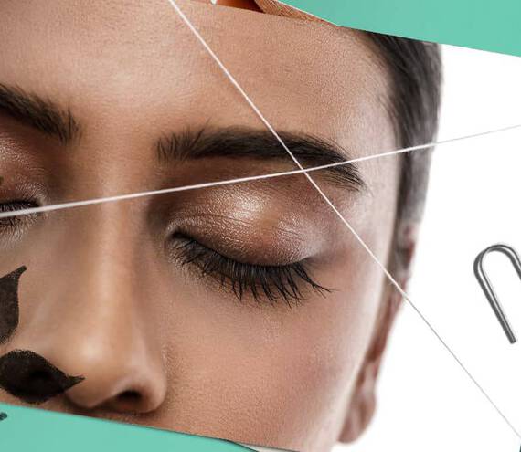 Model threading eyebrows