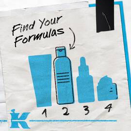 magnifying glass on skincare routine sketch. find your formulas