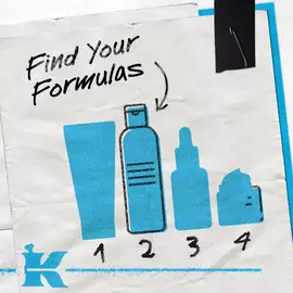 magnifying glass on skincare routine sketch. find your formulas
