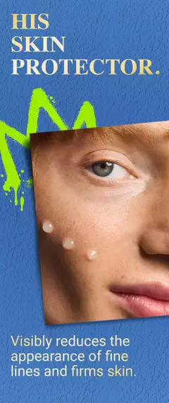 HIS SKIN PROTECTOR. Visibly reduces the appearance of fine lines and firms skin.
