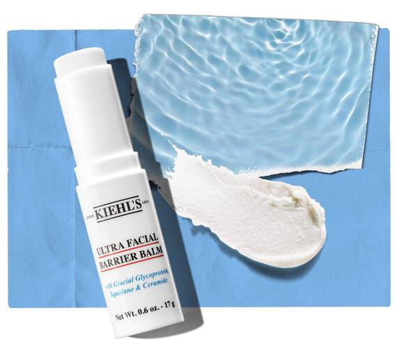 Kiehl's Ultra Facial Barrier Balm skincare stick with product texture sample