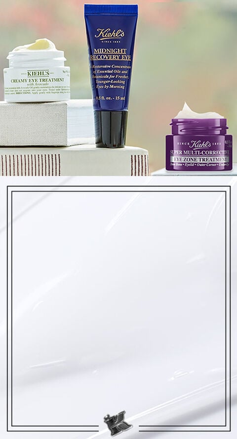 A shot of different eye creams and serums from Kiehl's.