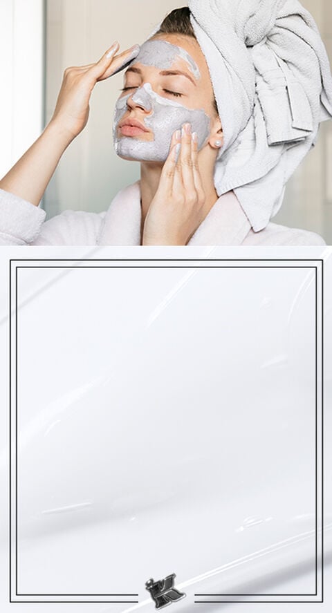 A woman with a facial mask