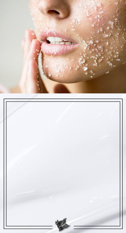 A woman with a face scrub on.