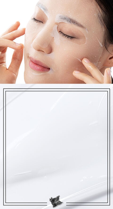 A woman wearing a sheet mask